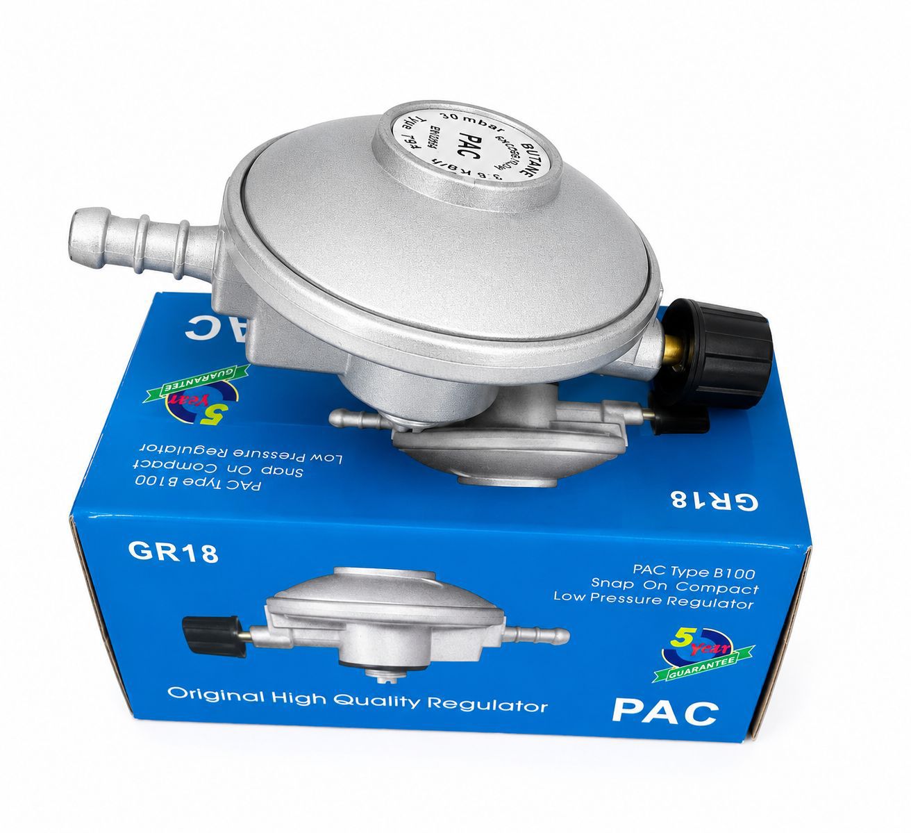 6kg low-pressure snap-on regulator for gas cylinders.
