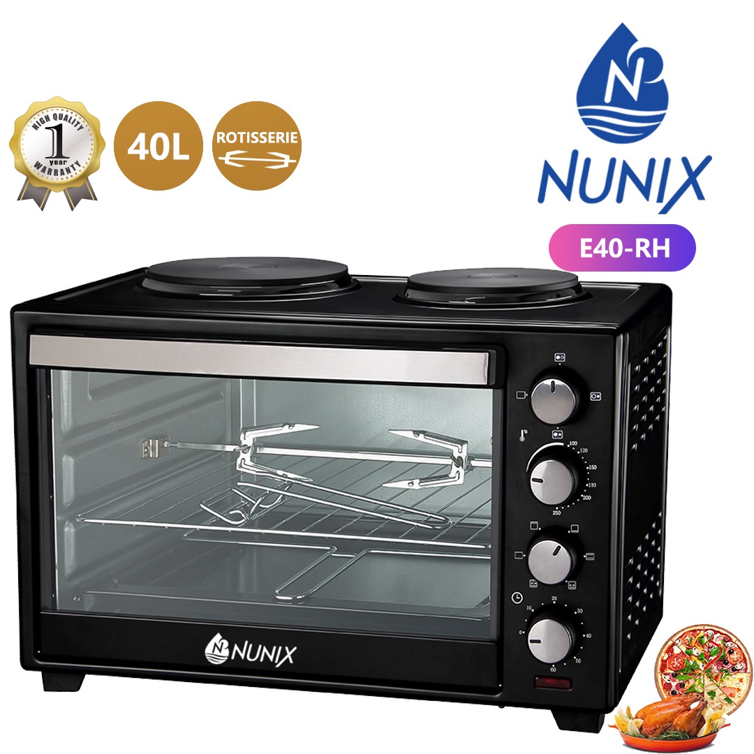 Nunix 40 Litres Electric Rotisserie Oven with Double Hot Plate, model E40-RH* .